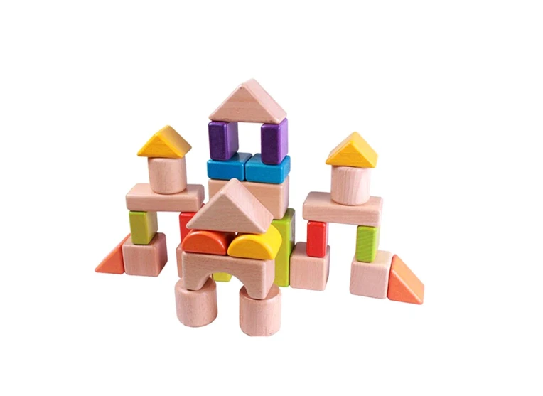Building Block Set Natural Wood Toy, Montessori Toy, Educational