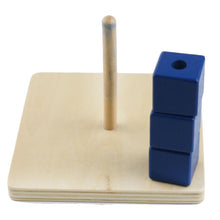 Load image into Gallery viewer, Wooden cubes on vertical dowel - Toddler Montessori - Wood N Toys