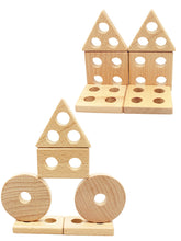 Load image into Gallery viewer, Natural stacking & shapes sorter - Educational toy - Wood N Toys
