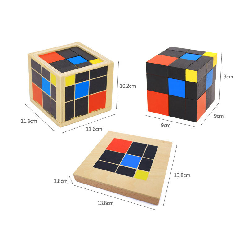 Montessori Trinomial Cube Montessori Math Toys Sensorial Materials for  Toddlers Kids