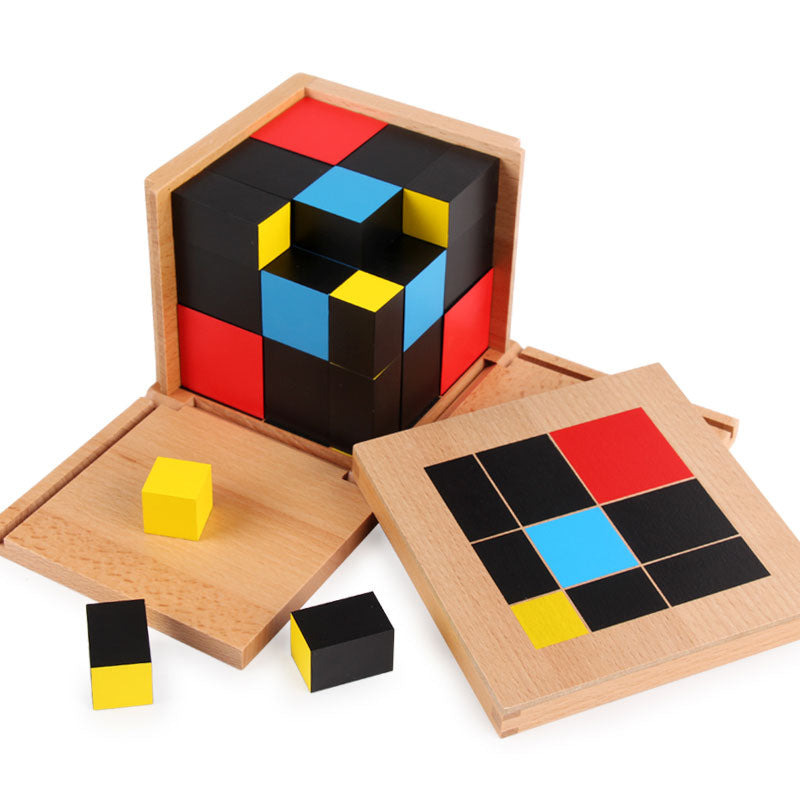 Wooden Montessori Mathematics Material Trinomial and Binomial Cube Set Kids  Early Learn Algebra and Maths Educational Toy Gift 