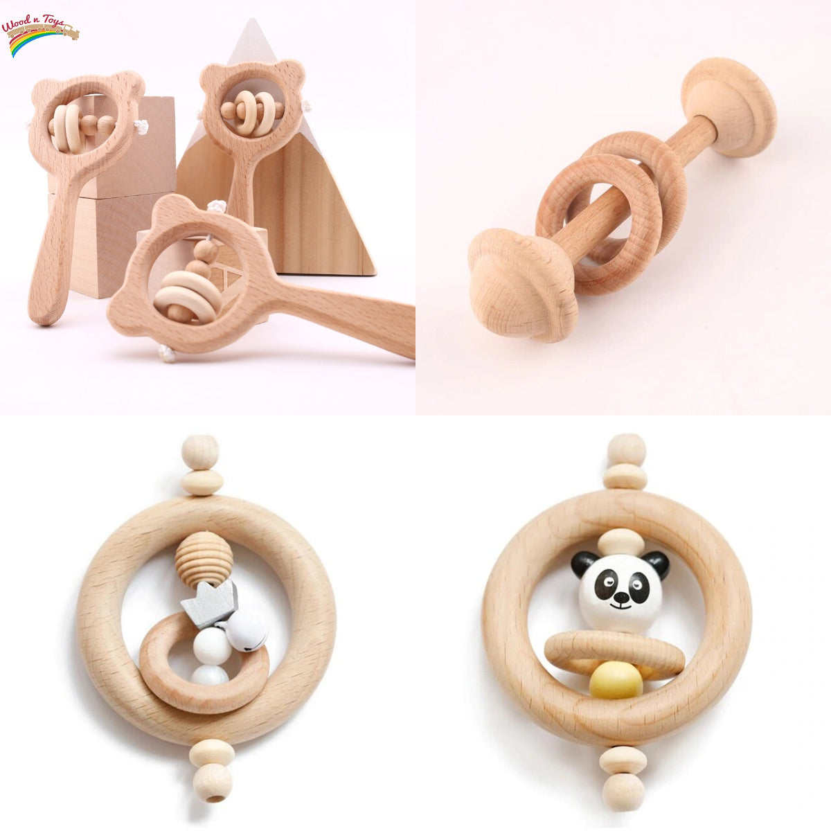 Wooden Baby Rattle, Wood Toy Tumbler