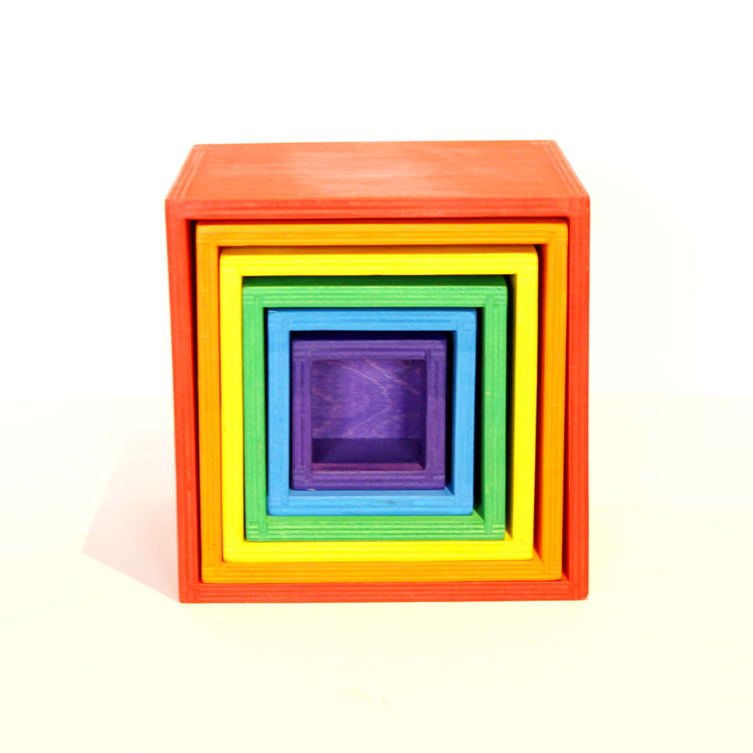 Wooden rainbow stacking boxes - Educational toy - Wood N Toys
