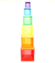 Load image into Gallery viewer, Wooden rainbow stacking boxes - Educational toy - Wood N Toys