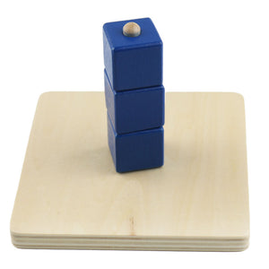 Wooden cubes on vertical dowel - Toddler Montessori - Wood N Toys