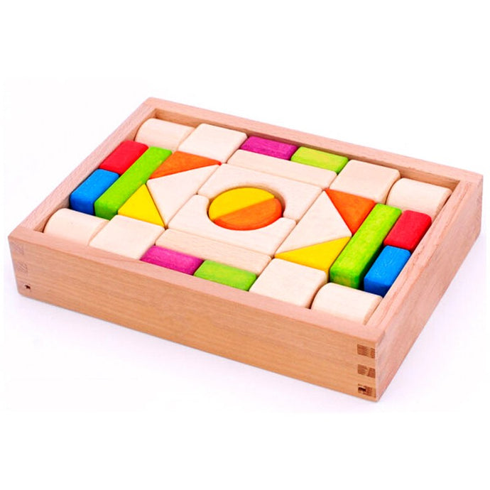 Coloured wooden blocks box - Educational toy - Wood N Toys