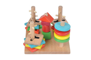 Wooden geometrical shapes sorter - Educational toy - Wood N Toys