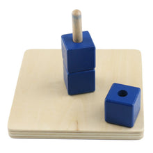 Load image into Gallery viewer, Wooden cubes on vertical dowel - Toddler Montessori - Wood N Toys