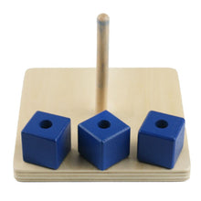 Load image into Gallery viewer, Wooden cubes on vertical dowel - Toddler Montessori - Wood N Toys