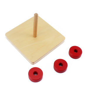 Wooden disc on vertical dowel - Toddler Montessori - Wood N Toys