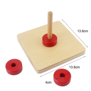 Wooden disc on vertical dowel - Toddler Montessori - Wood N Toys
