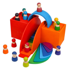 Wooden rainbow stacking boxes - Educational toy - Wood N Toys